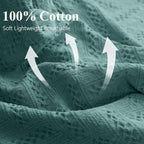 Simple&Opulence 100% Cotton Throw Blanket for Bed, Couch, Boho Luxury Geometric Knit Woven Blanket with Tassels Soft Lightweight Cozy Breathable, Vintage Farmhouse Decoration for All-Season(Green)