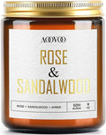 AOOVOO Rose Sandalwood Candles - 9 oz Scented Candles, Aromatherapy Candle, Soy Candle for Home Scented