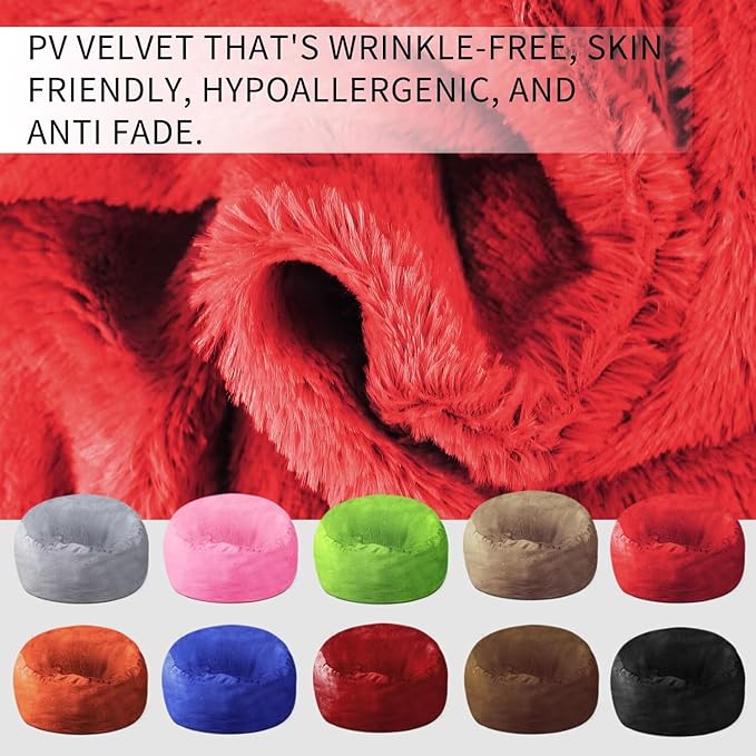 Bean Bag Chair for Adults 6FT,Soft Removable Cover for Teens/Girls Bedroom,Fluffy Giant Round Floor Beanbag Lounger Chairs (No Filler,Big Red)