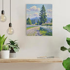 Countryside wildflowers landscape canvas poster natural plant flower artwork retro pastoral flower path suitable for farmhouse decoration