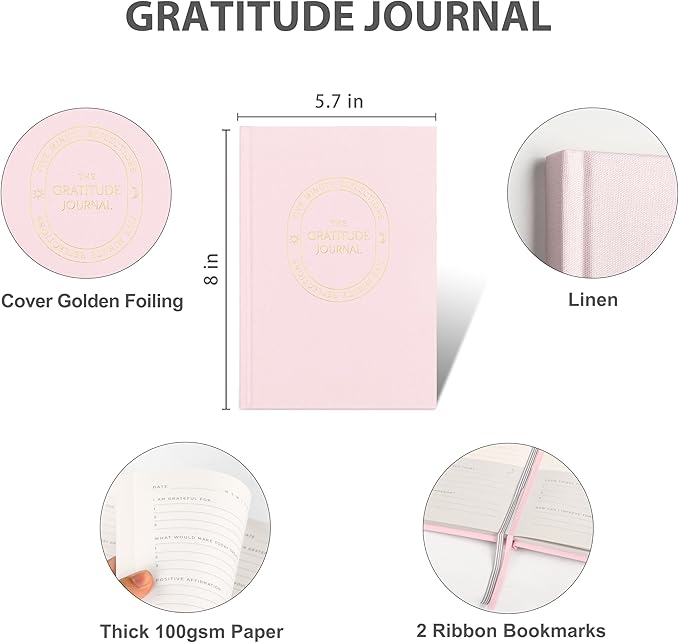 And Per Se Gratitude Journal – Five Minutes a Day to Cultivate Mindfulness, Happiness, Positive Vibes, Affirmations & Self-Reflection – Undated Daily Gratitude Journal for Women & Men (Pale Pink)