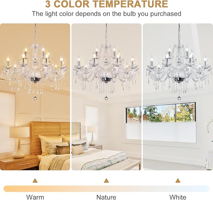 Modern Elegant 8 Lights K9 Crystal Glass Chandelier Pendant Ceiling Lighting European Style for Dining Living Room Bedroom Transparent, 8 E12 Bulbs Required