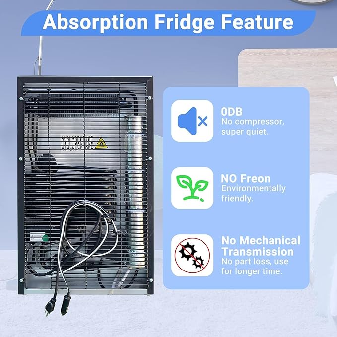 SMETA 12V RV Refrigerator 1.7 Cu.Ft Mini Camper Fridge with Lock and Key AC/DC 110V/12v Quiet Absorption Compact Refrigerator for RV Semi Truck Patio Car with Reversible Door Beverage Cooler, Black