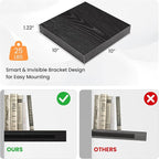 Square Floating Shelves for Wall, 10" W x 10" D x 1.2" H, Small Wooden Wall Mounted Display Shelves with Invisible Brackets for Living Room, Bedroom, Bathroom, Kitchen Decor, Set of 4, Black