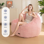 MAXYOYO Bean Bag Chair, Comfy Bean Bag Sofa with Back Support, Faux Fur Bean Bag Chair for Adults and Kids, Stuffed Floor Sofa for Living Room, Bedroom, Apartment, Pink