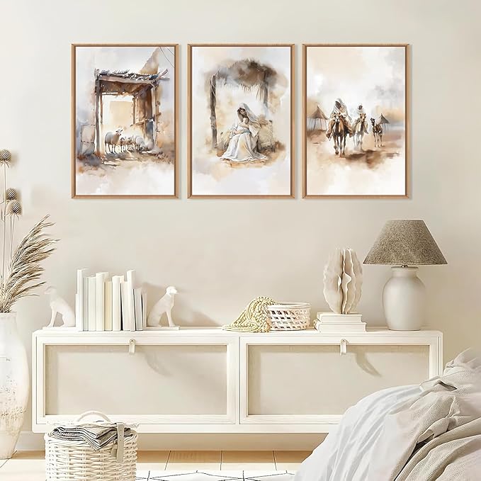 HPINUB Jesus Easter Framed Canvas Wall Art Set,Large Religious Christian Bible Verse Wall Decor,Resurrection Sunday Artwork for Living Room,Church Christian Easter Gift-16"x24"x3