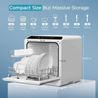 EUHOMY Countertop Dishwasher with 5L Built-in Water Tank& Inlet Hose Portable Mini Dishwashers with 6 Programs for Small Apartments, Dorms and RVs,High-Temp& Air-Dry Function, No Hookup Needed