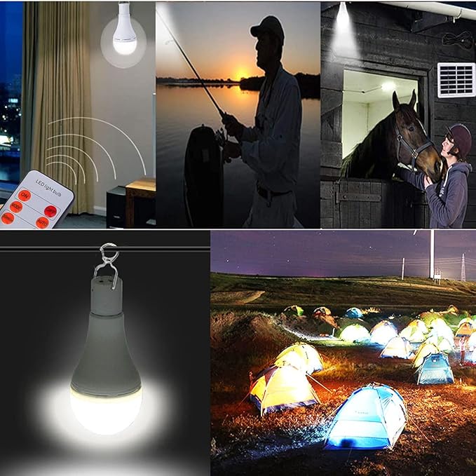 Solar Light Bulb Portable 350LM Solar Powered Camping Light Led Lantern Outdoor for Lamp Light Hiking Fishing Tent Indoor Shed Chicken Coop Hurricane Emergency with USB Chargeable