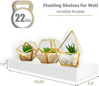 Sorbus Floating Shelves for Wall, Bathroom Shelves Wall Mounted for Kitchen, Bedroom, Living Room, Bathroom Storage, Over Toilet, Hanging Book Shelf for Ｗall Home Decor (White, 5 Pack)