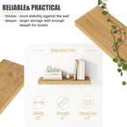 Floating Shelves for Wall, USA-Sourced Brich Wood 24 Inch Wall Shelves Set of 2, Natural Wooden Mounted Picture Ledge Shelf, Nursery Book Storage Shelf Kids Bookshelf Display, Shelf for Bathroom