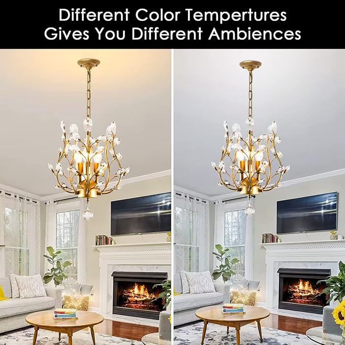 Ganeed Crystal Chandeliers,K9 Crystal Pendant Light with 3-Light Chandelier Lighting Fixtures,Ceiling Light for Living Room Bedroom Restaurant Hallway (Gold)