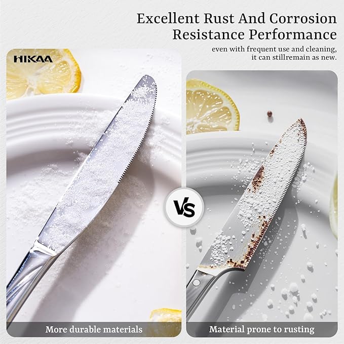 HIKAA Wave Design Silverware Set Service for 2, 10-Piece Artistic Stainless Steel Flatware Set with Fibonacci Pattern, Heavy Duty Mirror Polished Cutlery Set