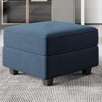 Belffin Storage Ottoman Module for Modular Sectional Sofa Square Seat Cube Velvet Foot Stool Blue
