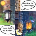 Dynaming Solar Flame Wall Lanterns, Outdoor Solar Wall Hanging Lights, Flickering Flame LED Lights Auto On/Off Wall Mounted Sconce Lights with Hooks, Waterproof for Garage Stair Patio Porch, 2 Pack