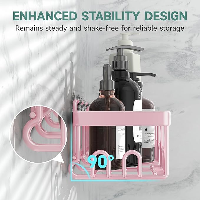 Veken Rustproof & Waterproof Shower Caddy 6-Pack, No Drilling Adhesive Shelves Rack with Soap Holder, Large Capacity Bathroom Organizers and Storage, Wall-Mounted Kitchen & Home Decor