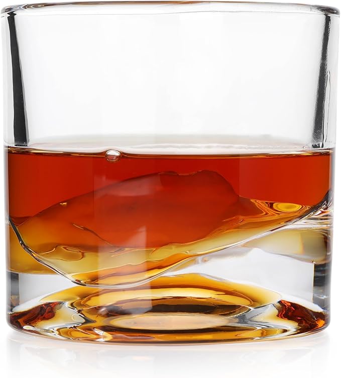 Yosemite Heavy Crystal Whiskey Glasses Gift Set of 2, Thick Freezable Bourbon Glass 1lb Each, Premium Whiskey Gifts for Men, Frozen Crystal Chills Cocktails, 10 oz