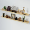 SAUMONIERES Picture Ledge Shelf Floating Book Shelves Set of 2 Wall Mounted Solid Wood for Bedroom Bathroom Living Room Kitchen, 48 Inch Natural