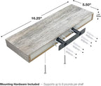 Sorbus Floating Shelves, Wall Shelves for Bedroom, Kitchen, Living Room, Bathroom Shelves Over The Toilet, Office, Home Decor, Farmhouse, 16 Inch Wall Mounted Rustic Floating Shelves for Wall, 2 Pack