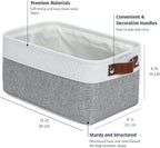 OrganiHaus Small Fabric Storage Bins for Shelves 3 Pack, 12x8in Closet Storage Bins for Shelves, Cloth Baskets for Organizing, Linen Closet Organizers, Fabric Basket, Shelf Organizer Bins Gray/White