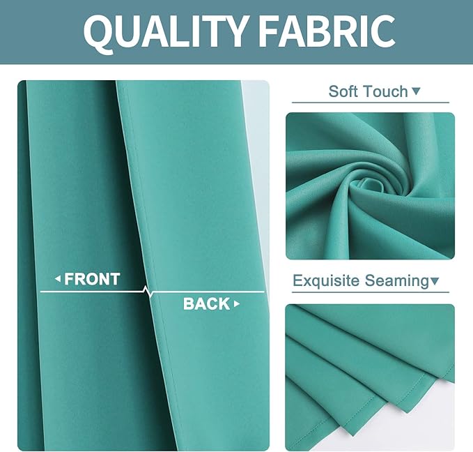 ChrisDowa Grommet Room Darkening Curtains for Bedroom and Living Room - 2 Panels Set Thermal Insulated Blackout Curtains (Teal, 52W x 84L)