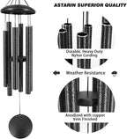 Sympathy Memorial Wind Chimes, 36' with 6 Metal Tubes, Outdoor Deep Tone for Garden, Christmas Hanging Decor - Black Grey