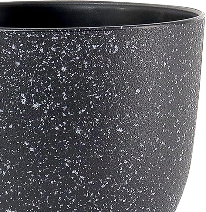Large Flower Pots 12/10/9 inch, Set of 3 Modern Decorative Plastic Planters with Drainage Holes and Saucers for Garden House Plants, Plant Pots for Indoor Outdoor Plants, Speckled White
