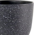 9/8/7.5 inch Plant Pots, Set of 3 Modern Decorative Plastic Planters with Drainage Holes and Saucer for Garden House Plants, Flower Pots for Indoor Outdoor Plants, Speckled Black