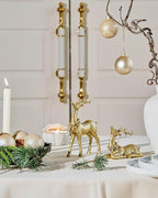 DN DECONATION 2pcs Gold Christmas Reindeer Statue, Christmas Clearance Small Resin Reindeer Figurine Indoor, Tabletop Reindeer Christmas Decor, Deer Figurine Decorations for Home
