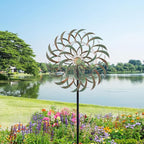 Viveta Large Outdoor Wind Spinner,21 * 85 inches Metal Wind Sculpture with 4 Sturdy Stakes,Green Double Wind Spinners,Decorative Windmill for Yard and Garden