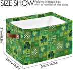 St Patrick's Day Storage Basket Cube Storage Bins Organizer Bag Collapsible Closet Shelf Baskets with handle for Baby Cloth Pet Toy Book 14.2×10.2×8.3 IN