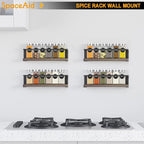 SpaceAid Spice Rack with 24 Spice Jars, 386 Spice Labels, Chalk Marker and Funnel, Wood Hanging Seasoning Shelf for Cabinet Door or Wall Mount (4 Pack)