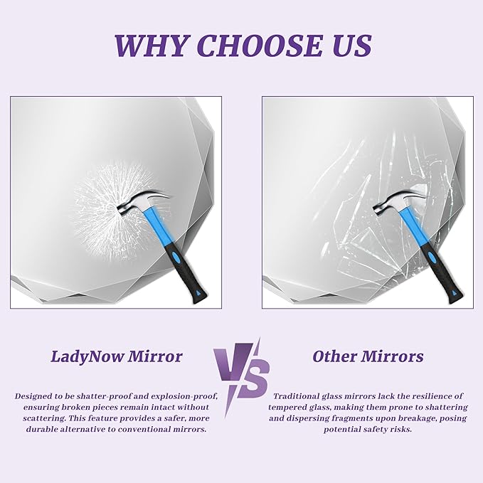 Bathroom Mirror for Wall, 24" x 24" Circle Bathroom Vanity Mirror, Beveled Edge Frameless Wall Mount Vanity Mirror, Decorative Round Irregular Beveled Edge