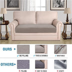 H.VERSAILTEX Super Stretch Individual Seat Cushion Covers Sofa Covers Couch Cushion Covers Slipcover Sets Thick Jacquard Textured Twill Fabric (1 Piece Loveseat Cushion Cover, Taupe)