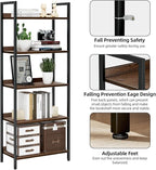 NUMENN Bookshelf, 5 Tier Bookshelves, Home Office Bookcase Shelf Storage Organizer, Free Standing Storage Shelving Unit for Bedroom, Living Room and Home Office, Dark Walnut