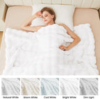 White Furry Blanket King Size Soft Faux Fur Throw Fuzzy Bunny Fur Blanket for Bed Cozy 90x108 Fluffy Blankets King for Bedroom Living Room Home Decor Gifts 1000 GSM