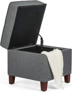 Adeco Chest and Footrest-Square Seat Storage Bench Ottoman, Gray