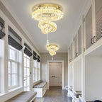 Flashing God 20" Crystal Chandelier Crystal LED Flush Mount Chandeliers for Living Room Bedrooms Dining Room Modern Gold Chandelier Lighting Dimmable 2700k 4500k 6000k