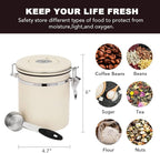 ShanSon Coffee Canister Airtight Coffee Container Stainless Steel Coffee Bean Storage Container with Scoop Coffee Canister for Beans Grounds Sugar Flour Tea Cereal,16OZ, Beige