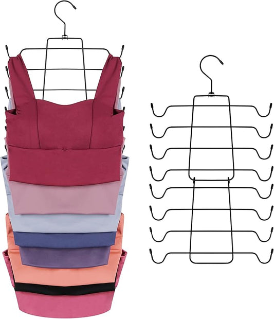ZEDODIER Tank Top Hanger, 2 Pack Space Saving Bra Hangers, Non-Slip Hanging Sport Bras Holder, Closet Organizers and Storage for Camisoles Tank Tops Bras Ties Swimsuits Strappy Dress, Black