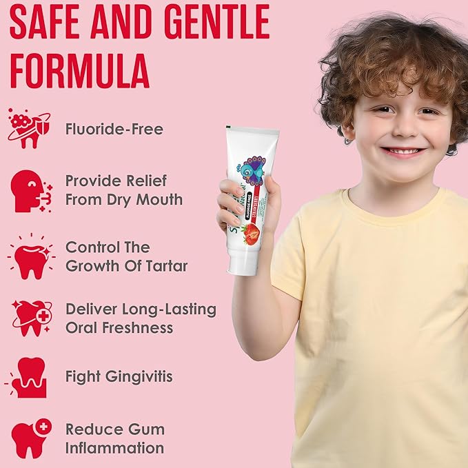 SprinJene Natural Kids Toothpaste, Strawberry | Natural Children’s Toothpaste | Fluoride Free Toothpaste for Toddlers | 2 Pack