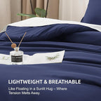 Litanika Navy Blue Comforter Set California King Size, 3 Pieces Cal King Lightweight Solid Bedding Comforter Set, All Season Fluffy Down Alternative Bed Set (104x96In Comforter & 2 Pillowcases)