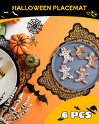 eZAKKA Halloween Table Runner with 4Pcs Placemat, Black Lace Spider Web Table Runners for Parties Gothic Spooky Home Decorations, 18 x 72 Inch