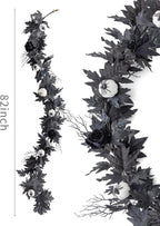 MISSPIN 6FT Black Maples Leaf Garland, Halloween Fall Leaf Garland Artificial Hanging Black Maple Autumn Vine Fall Decor Maple Thanksgiving Halloween Home Decor