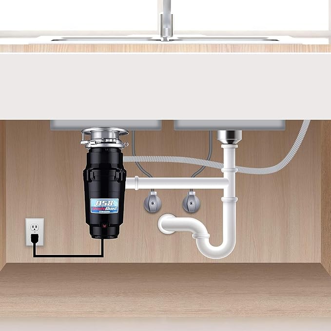 Waste Maid 10-US-WM-058-3B Garbage Disposal Anti-Jam Stainless Steel Food Waste Grinding System, 1/2 HP Economy, Black