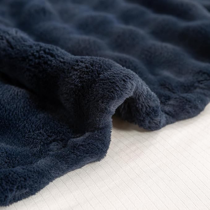 YUSOKI Luxury 3D Bubble Throw Blanket 3.1lb,All Ages,Home Decoration, (Navy,60 * 80inches)