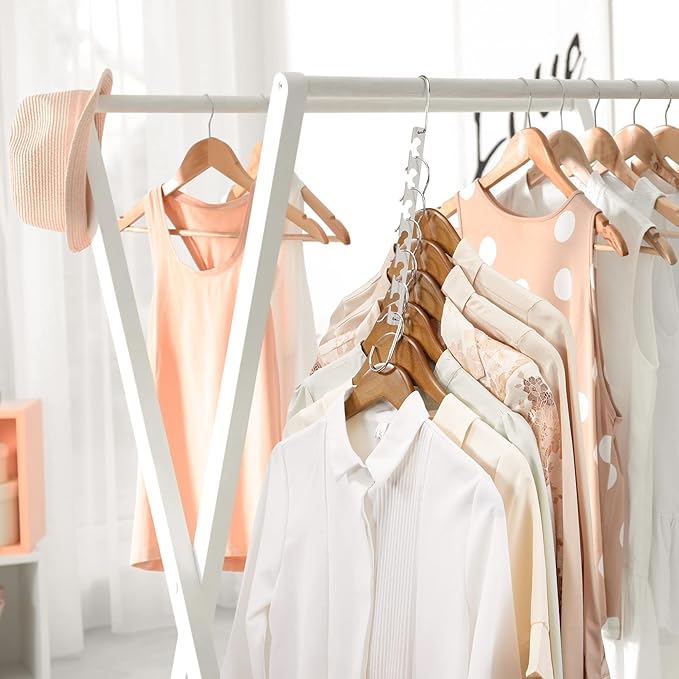 HOUSE DAY Space Saving Hangers for Clothes 20 Pack, Heavy Duty Hanger Organizer | 30 Lbs Capacity |, Metal Magic Hanger, Sturdy Multi Hangers, Closet Space Saver Closet Organizers and Storage