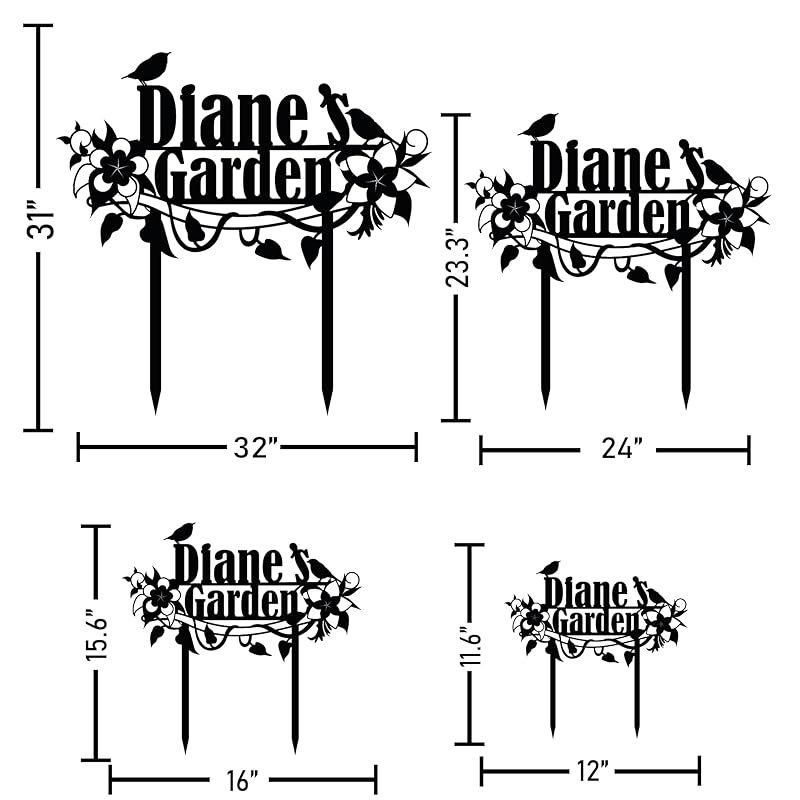 Personalized Flower and Bird Metal Garden Stake, Bird Garden Sign, Custom Flower Yard Decor, Mom's Garden Gift, Gardener Family Name Sign, Patio Home Gift, Yard Art, Housewarming Gift