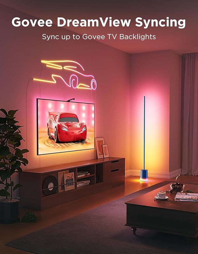Govee Floor Lamp 2 with Matter, RGBIC, Warm Cool White LED, Alexa Compatible, 1725lm, Music Sync, Scene Modes, Smart Floor Lamp for Living Room, Bedroom, Blue(1 Pack)