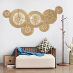 Mokof 7 Pack Boho Wall Decor Round Baskets Set (Small 7" to Largest 17") - Handwoven Large Wall Hanging Art for Bedroom, Living Room, Home Office