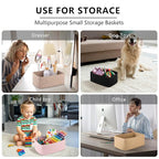 4 Pack Small Storage Shelf Baskets for Organizing, Mini Woven Rope Storage Bins for Towels, Cute Decorative Closet Organizer，Baby Nursery, Gift Empty Baskets -11.81''Lx7.87''Wx4.72''H-Pink